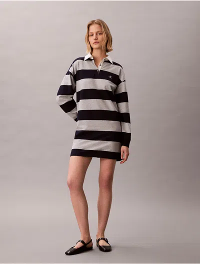 Calvin Klein Jeans Est.1978 Calvin Klein Women's Varsity Stripe Mini Polo Dress In Black