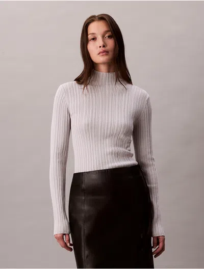 Calvin Klein Jeans Est.1978 Calvin Klein Women's Viscose Blend Rib Mock Neck Sweater In Blue
