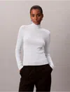 Calvin Klein Jeans Est.1978 Calvin Klein Women's Viscose Blend Rib Mock Neck Sweater In White