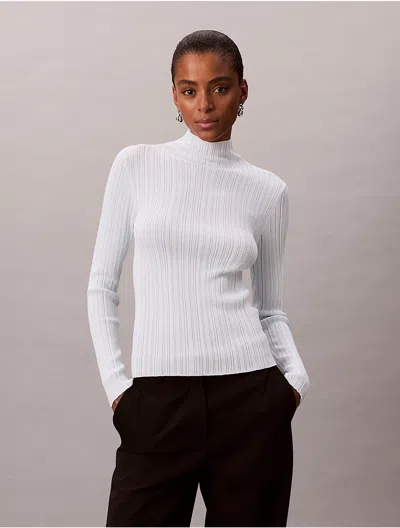 Calvin Klein Jeans Est.1978 Calvin Klein Women's Viscose Blend Rib Mock Neck Sweater In White
