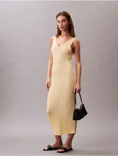 Calvin Klein Jeans Est.1978 Calvin Klein Women's Viscose Ribbed Midi Dress In Neutral