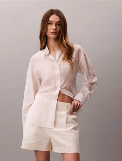 Calvin Klein Jeans Est.1978 Calvin Klein Women's Voile Classic Button-down Shirt In White