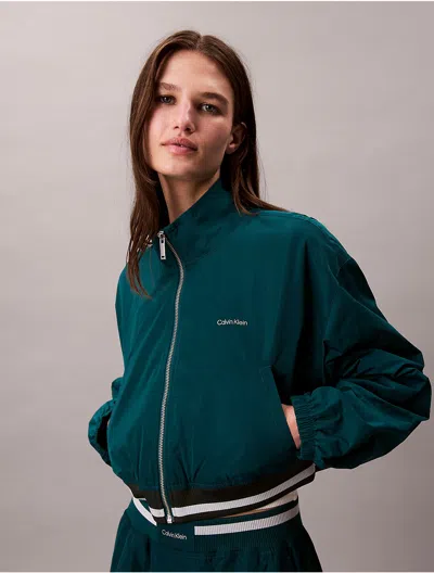 Calvin Klein Jeans Est.1978 Calvin Klein Women's Woven Cropped Relaxed Track Jacket In Green