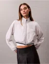 Calvin Klein Jeans Est.1978 Calvin Klein Women's Woven Cropped Relaxed Track Jacket In Gray
