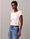 Calvin Klein Jeans Est.1978 Calvin Klein Women's Woven Monogram Logo Slim T-shirt In Pink