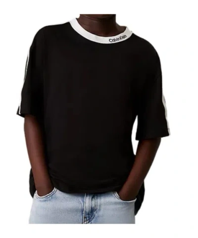 Calvin Klein Jeans Est.1978 Colourblock Logo Tape T-shirt In Black