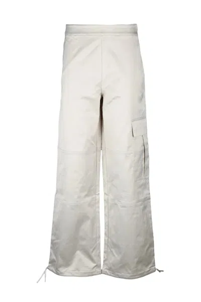 Calvin Klein Jeans Est.1978 Cropped Beige Wide-leg Trousers With Cargo Pocket And Drawstring Finish In White