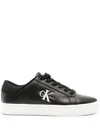 Calvin Klein Jeans Est.1978 Debossed-logo Leather Sneakers In Black