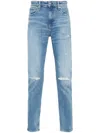 Calvin Klein Jeans Est.1978 Distressed Tapered-leg Jeans In Blue