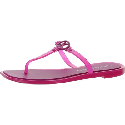 Calvin Klein Jeans Est.1978 Edhen Womens Slip On Flip Flop T-strap Sandals In Pink