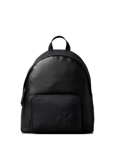 Calvin Klein Jeans Est.1978 Embossed-logo Pocket Backpack In Black