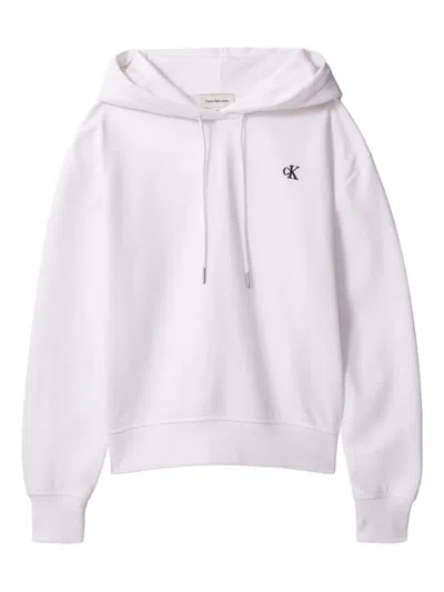 Calvin Klein Jeans Est.1978 Embroidered Logo Hoodie In White