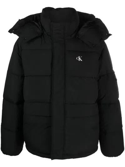 Calvin Klein Jeans Est.1978 Ess Concealed-hood Padded Jacket In Black
