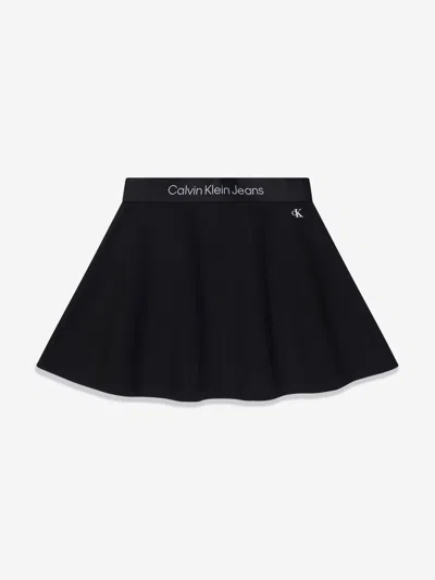 Calvin Klein Jeans Est.1978 Kids' Girls Punto Tape Flare Skirt In Black