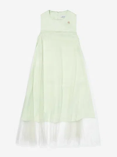 Calvin Klein Jeans Est.1978 Babies' Girls Shimmer Layered Dress In Green