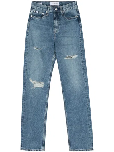 Calvin Klein Jeans Est.1978 High-rise Straight Cotton Jeans In 蓝色
