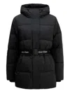 Calvin Klein Jeans Est.1978 Hooded Belted Coat In Black