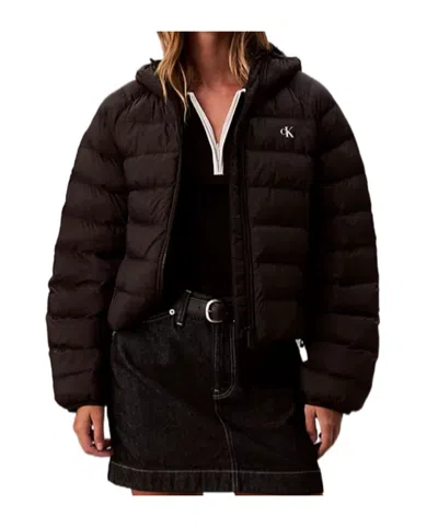 Calvin Klein Jeans Est.1978 Hooded Cotton Jacket In Brown