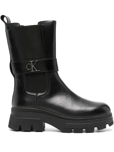Calvin Klein Jeans Est.1978 Leather Chelsea Boots In Black