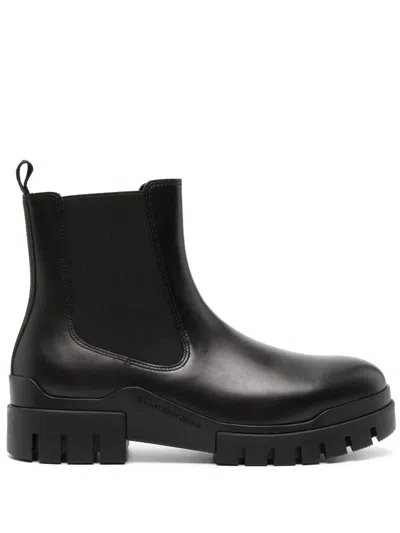 Calvin Klein Jeans Est.1978 Leather Chunky Chelsea Boots In Black