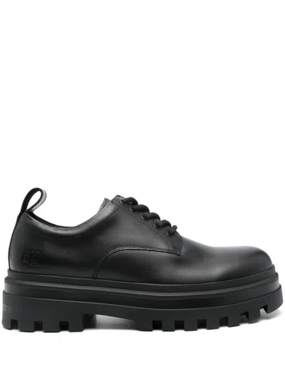 Calvin Klein Jeans Est.1978 Leather Derby Shoes In 黑色