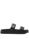 Calvin Klein Jeans Est.1978 Leather Double Strap Slide Sandals In Black