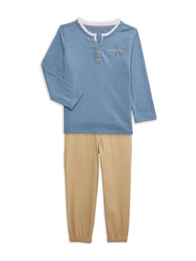 Calvin Klein Jeans Est.1978 Babies' Little Boy's 2-piece Henley & Joggers Set In Blue Multi