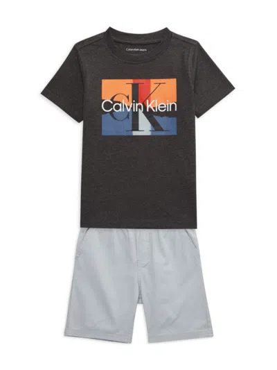 Calvin Klein Jeans Est.1978 Babies' Little Boy's 2-piece Logo Tee & Shorts Set In Black Multi