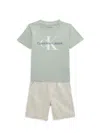Calvin Klein Jeans Est.1978 Little Boy's 2-piece Logo Tee & Shorts Set In Green Multi