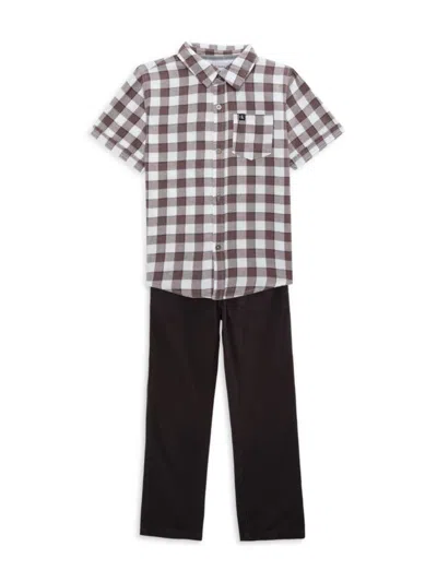 Calvin Klein Jeans Est.1978 Kids' Little Boy's Gingham Shirt & Pants Set In Black