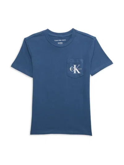Calvin Klein Jeans Est.1978 Kids' Little Boy's Logo Pocket T-shirt In Dark Denim