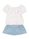 Calvin Klein Jeans Est.1978 Little Girl's 2-piece Cotton Top & Shorts Set In Multi