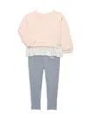 Calvin Klein Jeans Est.1978 Little Girl's 2-piece Peplum Sweatshirt & Leggings Set In Pink Grey