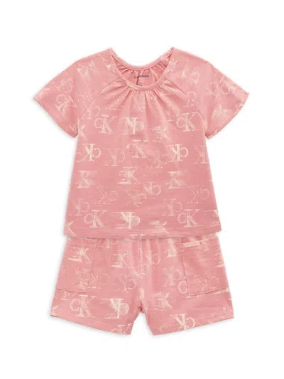 Calvin Klein Jeans Est.1978 Kids' Little Girl's 2-piece Tee & Shorts Set In Pink