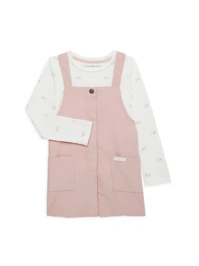 Calvin Klein Jeans Est.1978 Kids' Little Girl's 2-piece Top & Pinfore Dress Set In Pink Multi