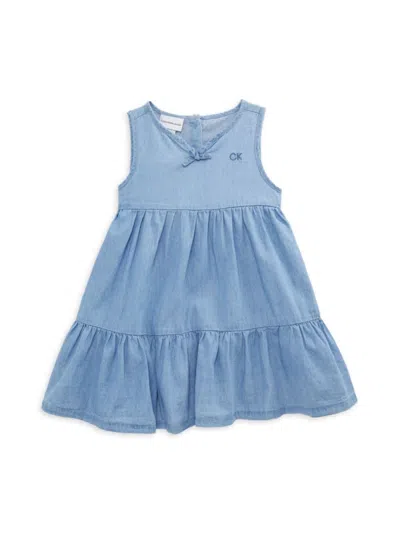 Calvin Klein Jeans Est.1978 Kids' Little Girl's Chambray Dress In Blue
