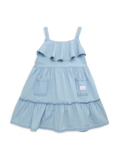 Calvin Klein Jeans Est.1978 Babies' Little Girl's Ruffle Tiered Denim Dress In Blue