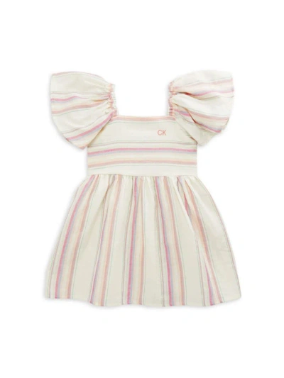 Calvin Klein Jeans Est.1978 Babies' Little Girl's Striped Dress In Beige