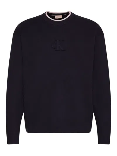 Calvin Klein Jeans Est.1978 Logo Crew-neck Knitwear In Blue