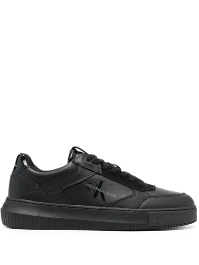 Calvin Klein Jeans Est.1978 Logo-debossed Panelled Sneakers In Black