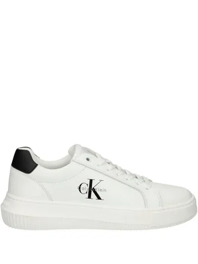 Calvin Klein Jeans Est.1978 Logo-detail Leather Sneakers In White