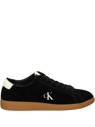 Calvin Klein Jeans Est.1978 Logo-detail Suede Sneakers In Black