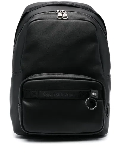 Calvin Klein Jeans Est.1978 Logo-detail Zip-up Backpack In Black