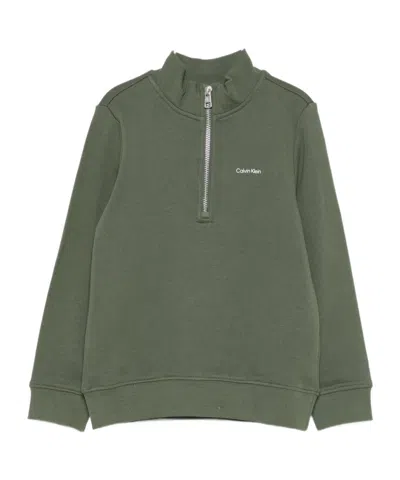 Calvin Klein Jeans Est.1978 Logo Half Zip Sweatshirt In Green