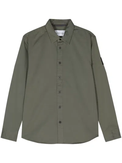 Calvin Klein Jeans Est.1978 Logo-patch Cotton Shirt In 绿色
