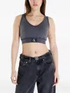 Calvin Klein Jeans Est.1978 Logo-patch Crop Top In Gray