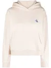 Calvin Klein Jeans Est.1978 Logo-patch Jersey Hoodie In Neutrals