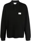 Calvin Klein Jeans Est.1978 Logo-patch Long-sleeve Polo Top In Black