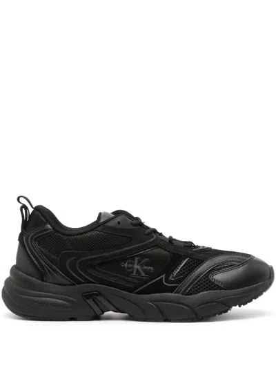 Calvin Klein Jeans Est.1978 Logo-patch Panelled Sneakers In Black