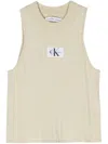 Calvin Klein Jeans Est.1978 Logo-patch Ribbed-knit Top In Green
